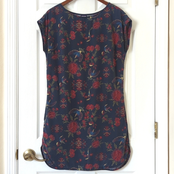 Patagonia June Lake Village Byrd Boat Neck Cap Sleeve Mini Shift Dress Navy S - Picture 1 of 13